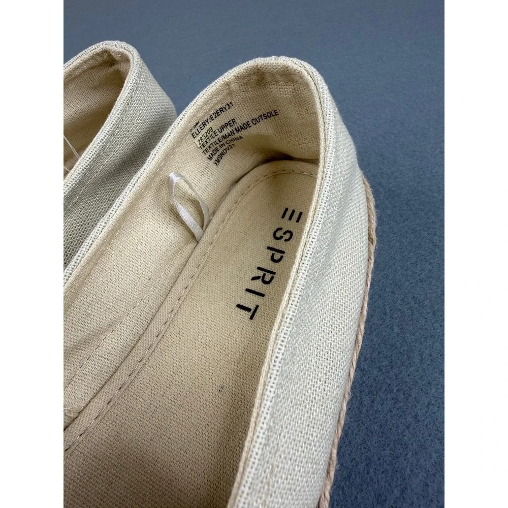 Esprit Ellery Espadrille Flat Womens 7.5 Natural Linen Slip On Shoes NEW